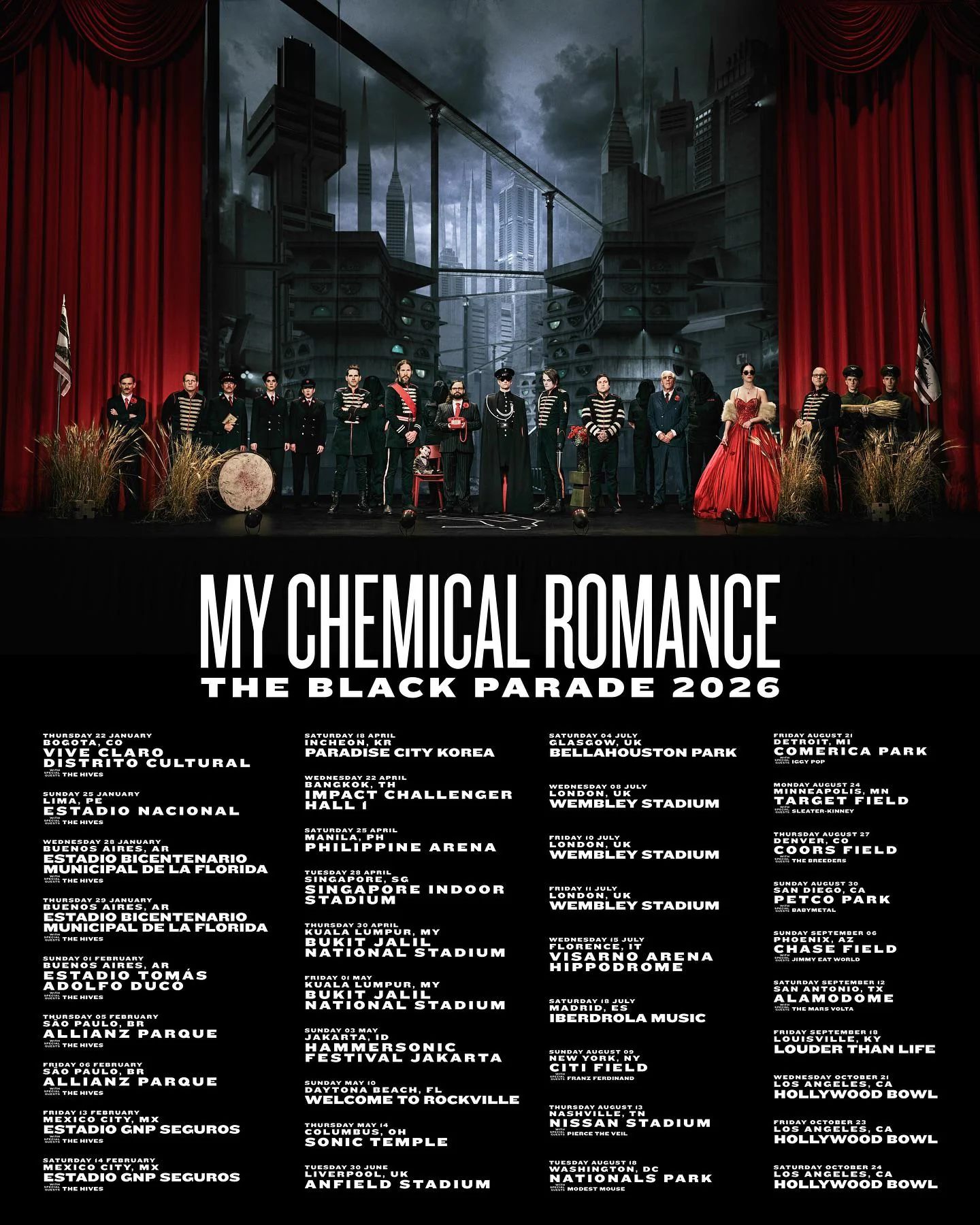 My Chemical Romance 2026 tour poster